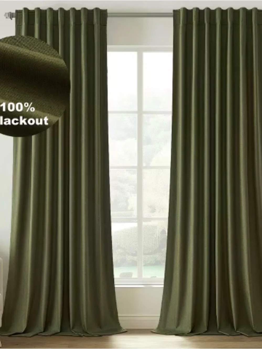 NWT Olive Green Linen Blackout Curtains 3x Sets of 2 $25 each